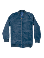 Dapper Boi Jackets Blue Microfiber Suede Bomber Jacket