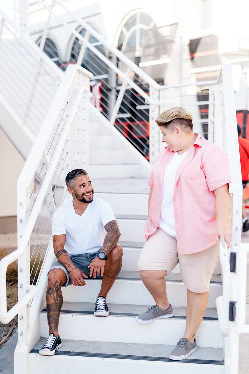 Two People Wearing Shorts on Stairs. Dapperboi.com