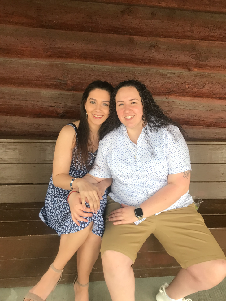 Alyssa, wearing Dapper Boi, and her fiance. dapperboi.com