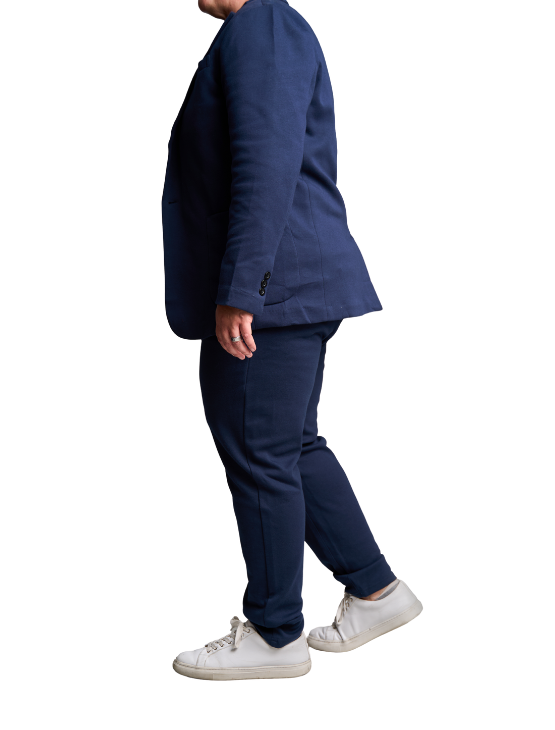 Slim Dark Blue Casual Knit Pants