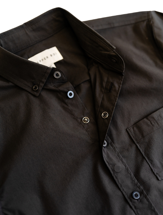 Slate Black Essential Long Sleeve Button-Up