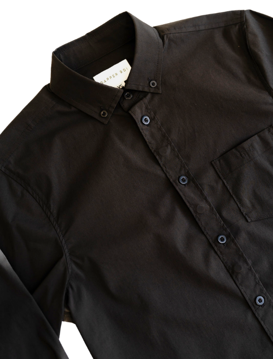 Slate Black Essential Long Sleeve Button-Up