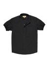 Pre-Order: Black Short Sleeve Button-Up with Ribbed Cuff