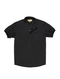 Pre-Order: Black Short Sleeve Button-Up with Ribbed Cuff
