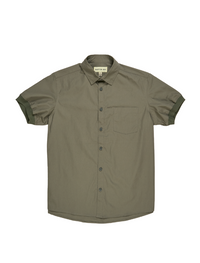 Pre-Order: Olive Short Sleeve Button-Up with Ribbed Cuff