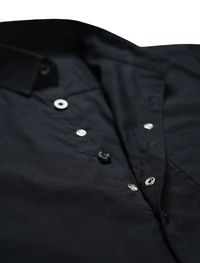 Pre-Order: Black Short Sleeve Button-Up with Ribbed Cuff