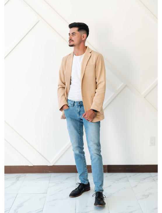 Tan Casual Knit Blazer Dapper Boi