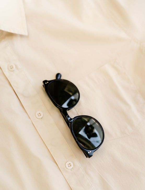 Short Sleeve Button-Up with Ribbed Cuff