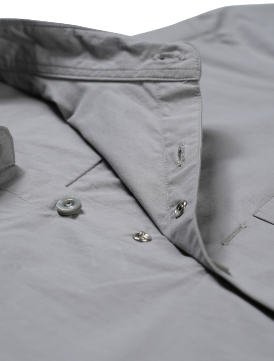 Pre-Order: Light Grey Short Sleeve Button-Up with Ribbed Cuff