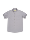 Pre-Order: Light Grey Short Sleeve Button-Up with Ribbed Cuff