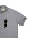Pre-Order: Light Grey Short Sleeve Button-Up with Ribbed Cuff