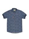 Pre-Order: Blue Floral Short Sleeve Button-Up with Ribbed Cuff