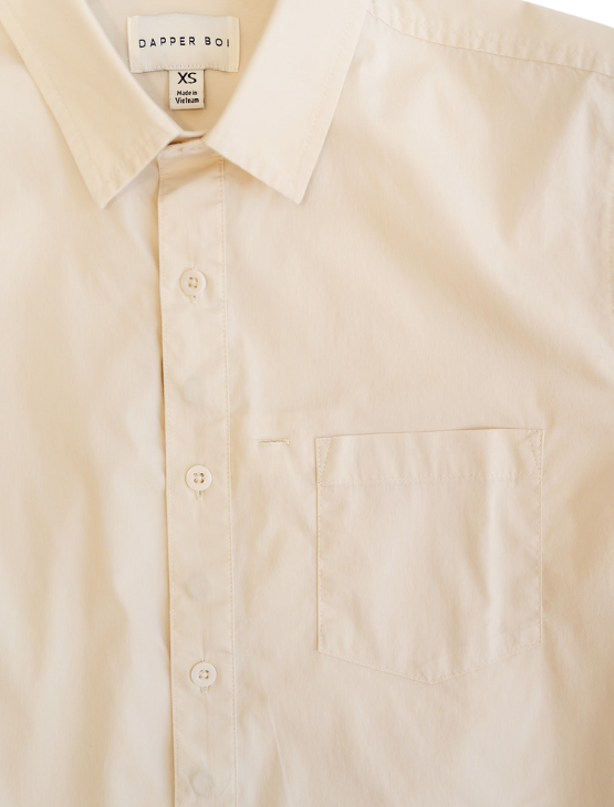 Ivory Short Sleeve Button-Up with Ribbed Cuff | Dapper Boi XL Ivory Short Sleeve Button-Up with Ribbed Cuff | Dapper Boi XL