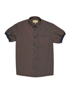 Pre-Order: Navy Geo Short Sleeve Button-Up with Ribbed Cuff