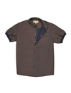 Pre-Order: Navy Geo Short Sleeve Button-Up with Ribbed Cuff