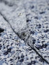 Pre-Order: White Floral Short Sleeve Button-Up with Ribbed Cuff