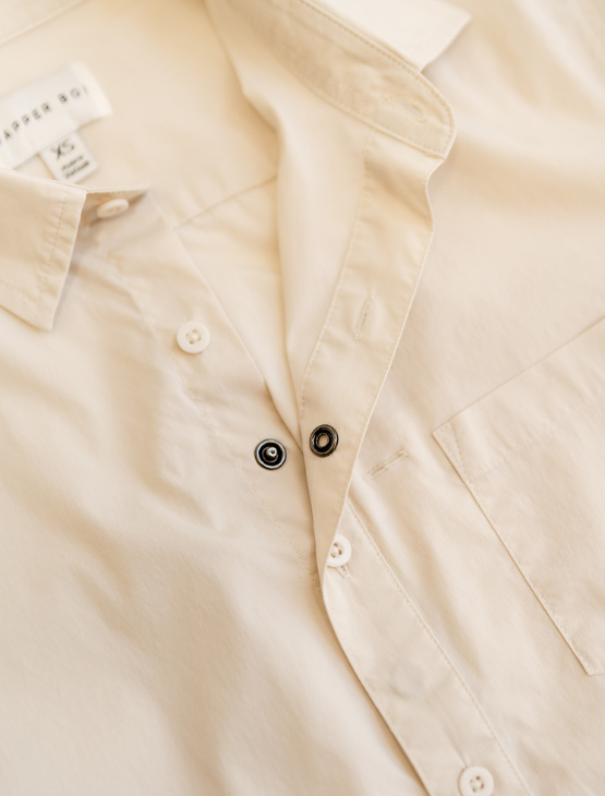 Cuff Button Ivory Ivory Short Sleeve Button-Up with Ribbed Cuff | Dapper Boi