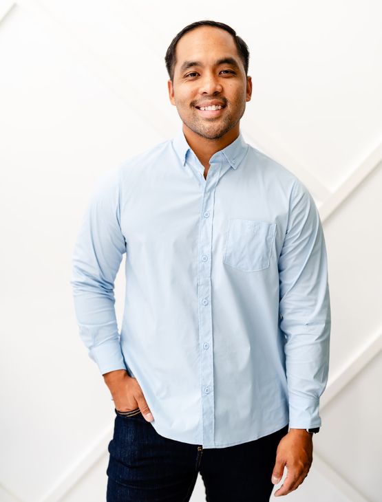 Light Blue Essential Long Sleeve Button-Up
