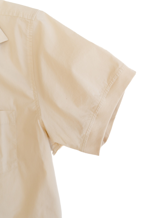 Cuff Button Ivory Ivory Short Sleeve Button-Up with Ribbed Cuff | Dapper Boi