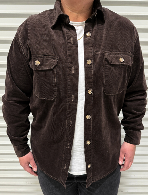 Chocolate Brown Corduroy Shacket