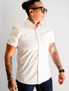 Short Sleeve Button-Up with Ribbed Cuff