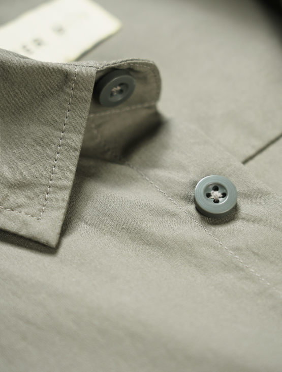 Pre-Order: Olive Short Sleeve Button-Up with Ribbed Cuff