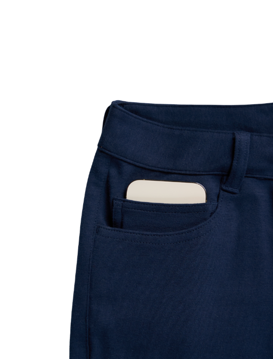 Slim Dark Blue Casual Knit Pants