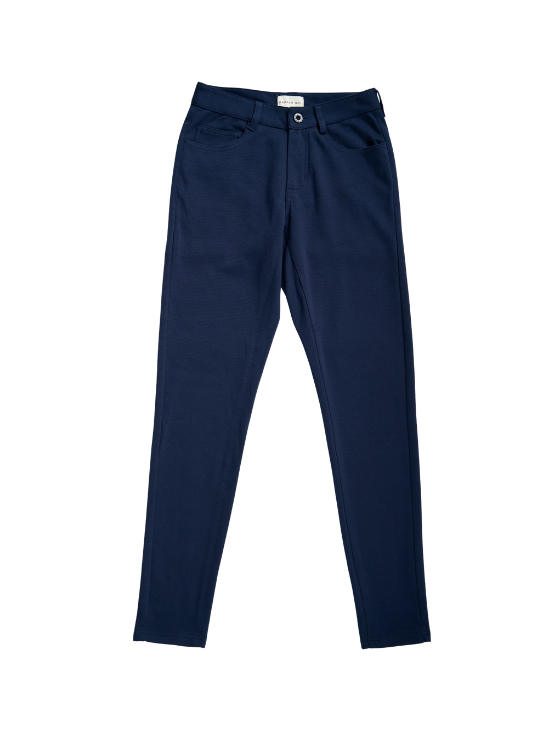 Slim Dark Blue Casual Knit Pants
