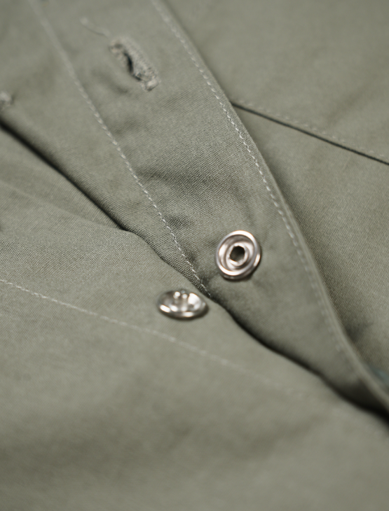 Pre-Order: Olive Short Sleeve Button-Up with Ribbed Cuff