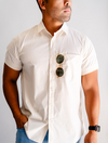 Short Sleeve Button-Up with Ribbed Cuff