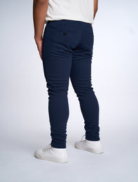 Slim Dark Blue Casual Knit Pants