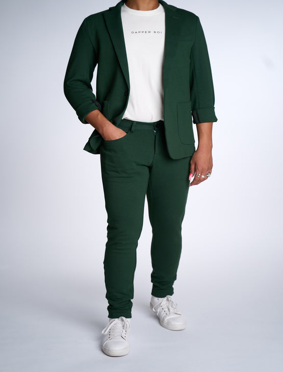 Green Casual Knit Blazer