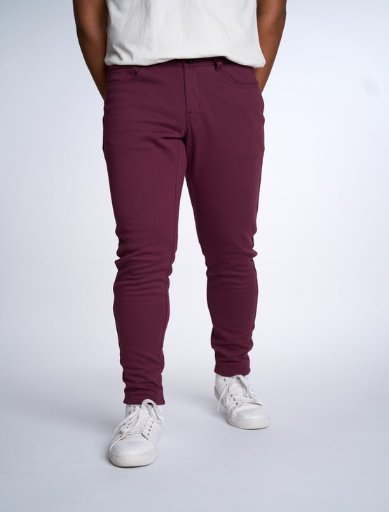 Slim Plum Casual Knit Pants