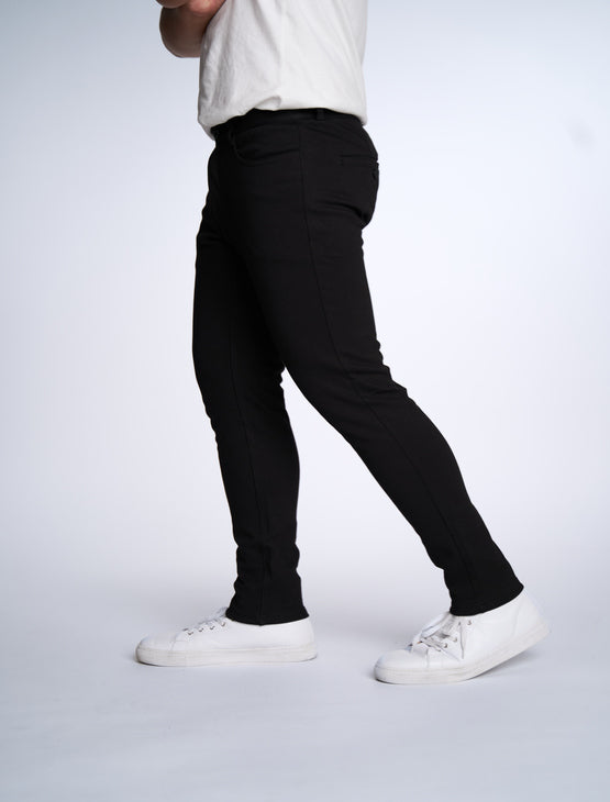 Slim Black Casual Knit Pants