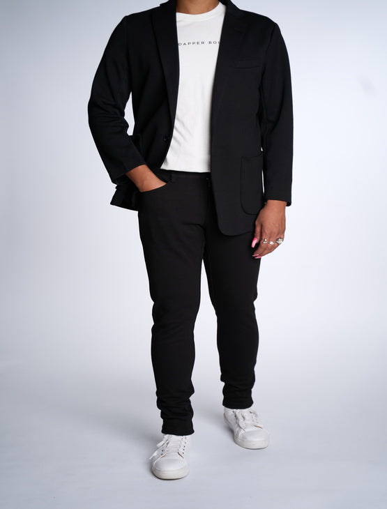 Black Casual Knit Blazer