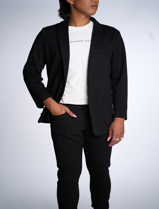 Black Casual Knit Blazer