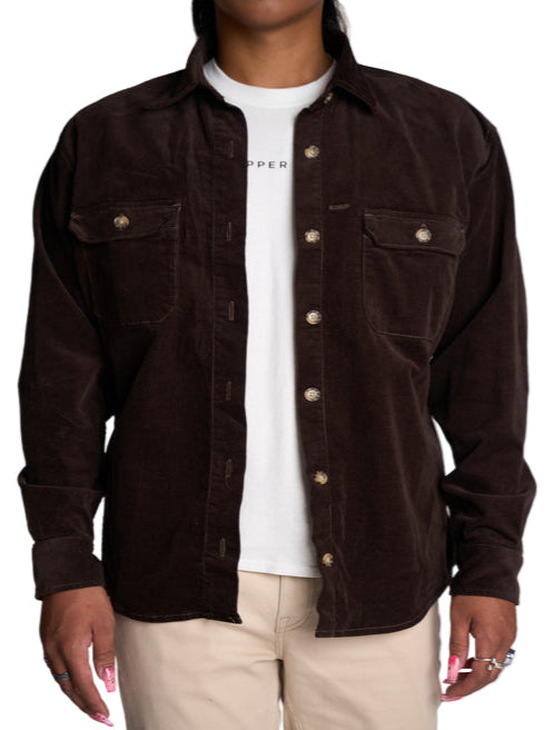 Chocolate Brown Corduroy Shacket
