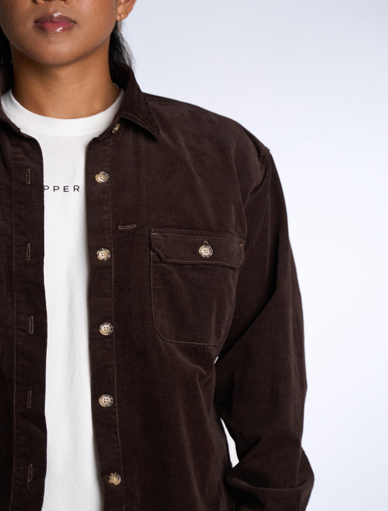 Chocolate Brown Corduroy Shacket
