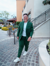 Green Casual Knit Blazer