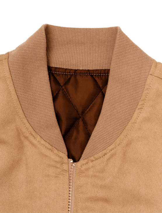 Dapper Boi Jackets Beige Microfiber Suede Bomber Jacket