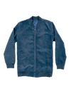 Blue Microfiber Suede Bomber Jacket