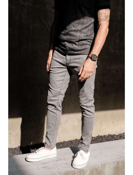 Charcoal Grey Solid Slim Fit Jeans – Bushirt