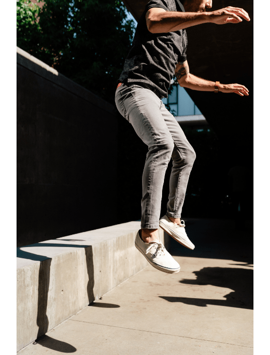Grey jeans deals red shoes