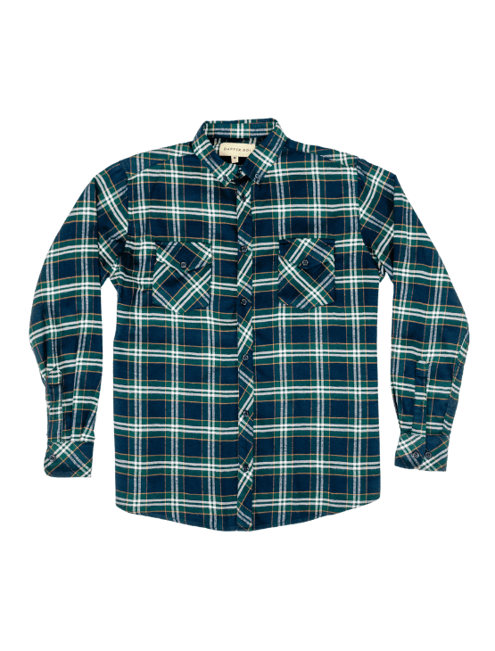Dapper Boi Shirts Blue-Green Plaid Flannel Button-Up