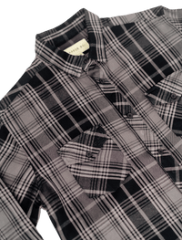 Dapper Boi Shirts Grey Plaid Flannel Button-Up