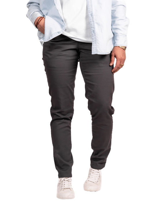 Dapper Boi Bottoms Slim Dark Grey Stretch Chino Pants