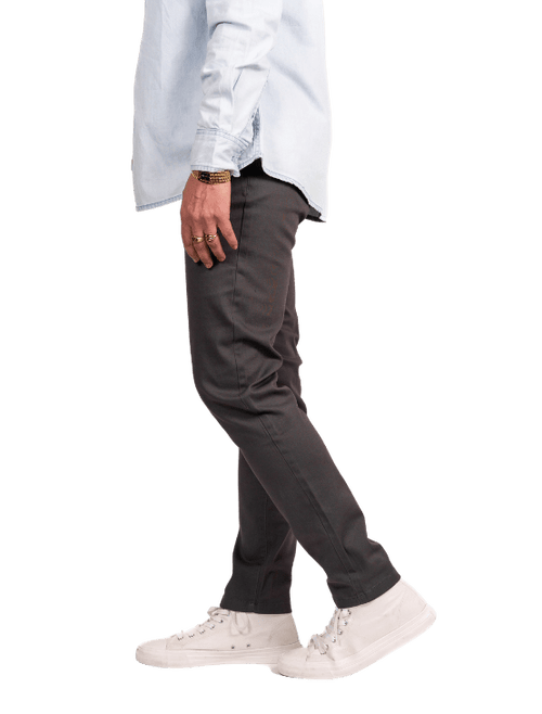 Dapper Boi Bottoms Slim Dark Grey Stretch Chino Pants