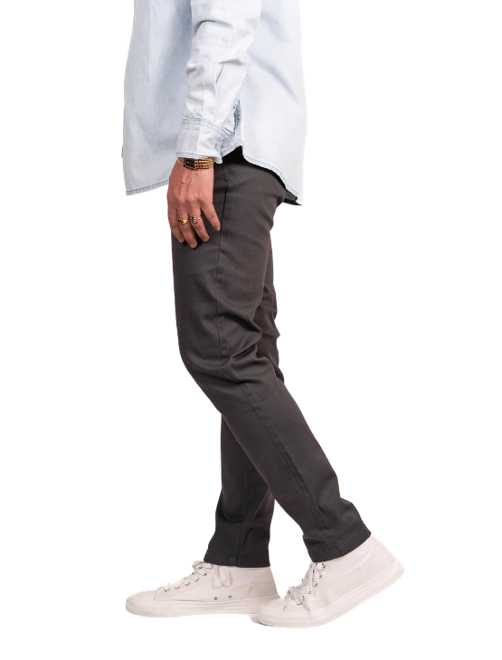 Dapper Boi Bottoms Slim Dark Grey Stretch Chino Pants