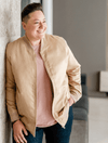 Dapper Boi Jackets Beige Microfiber Suede Bomber Jacket