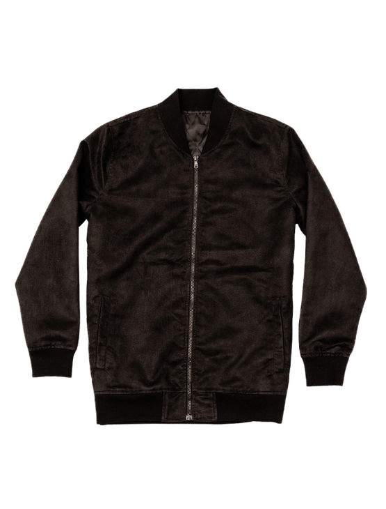 Dapper Boi Jackets Black Microfiber Suede Bomber Jacket